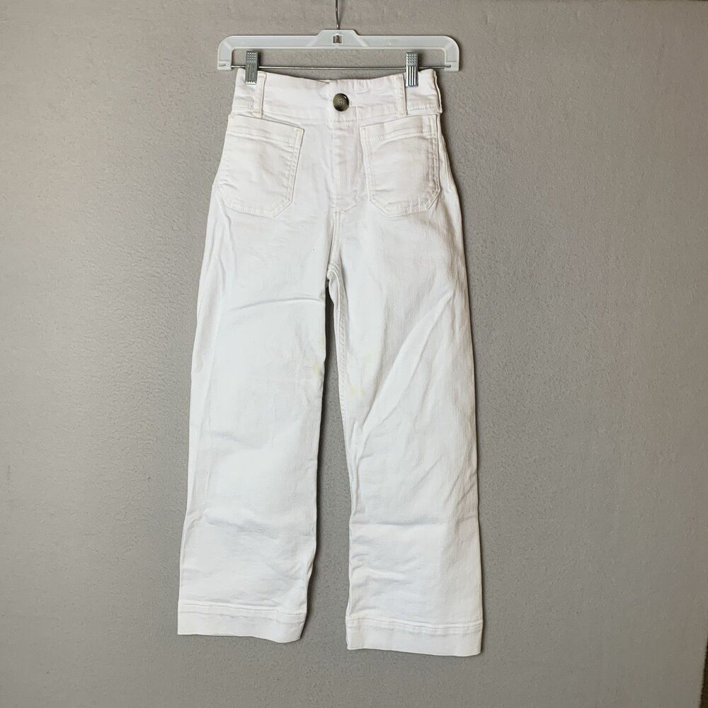Maeve By Anthropologie The Colette Jean Women 23 White High Rise Wide Leg Trendy